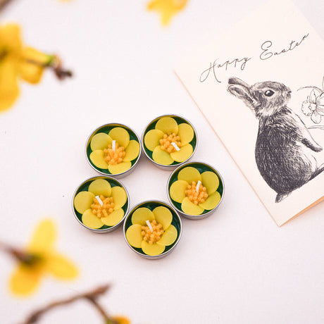 Add a sweet and vibrant touch to your home this Easter with our Buttercup scented tealights. A special edit, they make the lovely Easter gift to bring joy to your loved ones.  Scented with Neroli essential oil a sweet, honeyed and relaxing. The flower tealights can be used with any standard tea light holders. Come in 8 flowers in a box.