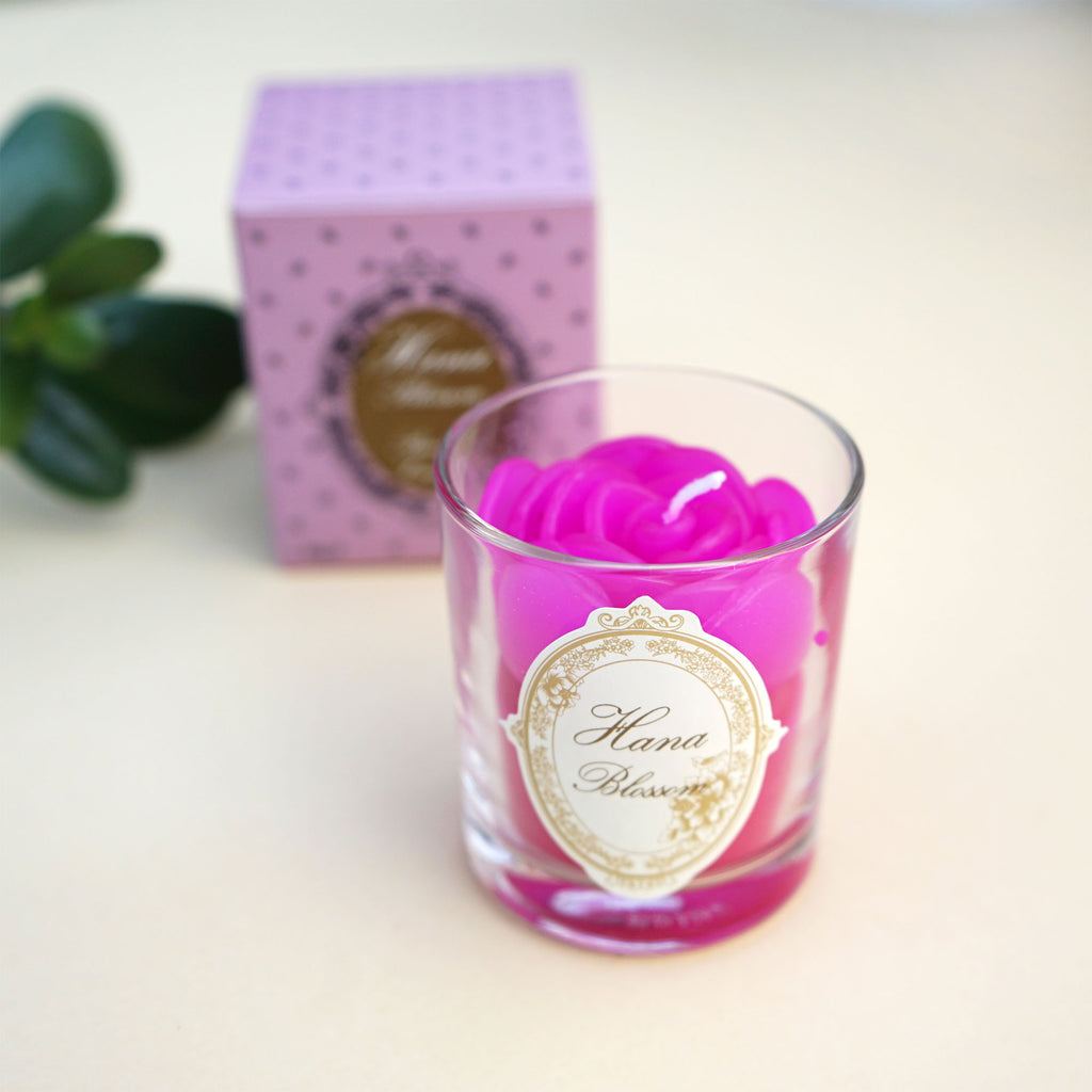 Small Votive Pink Rose Natural Wax Scented Candle with Moke Fragrance. Handmade and fairtrade candle