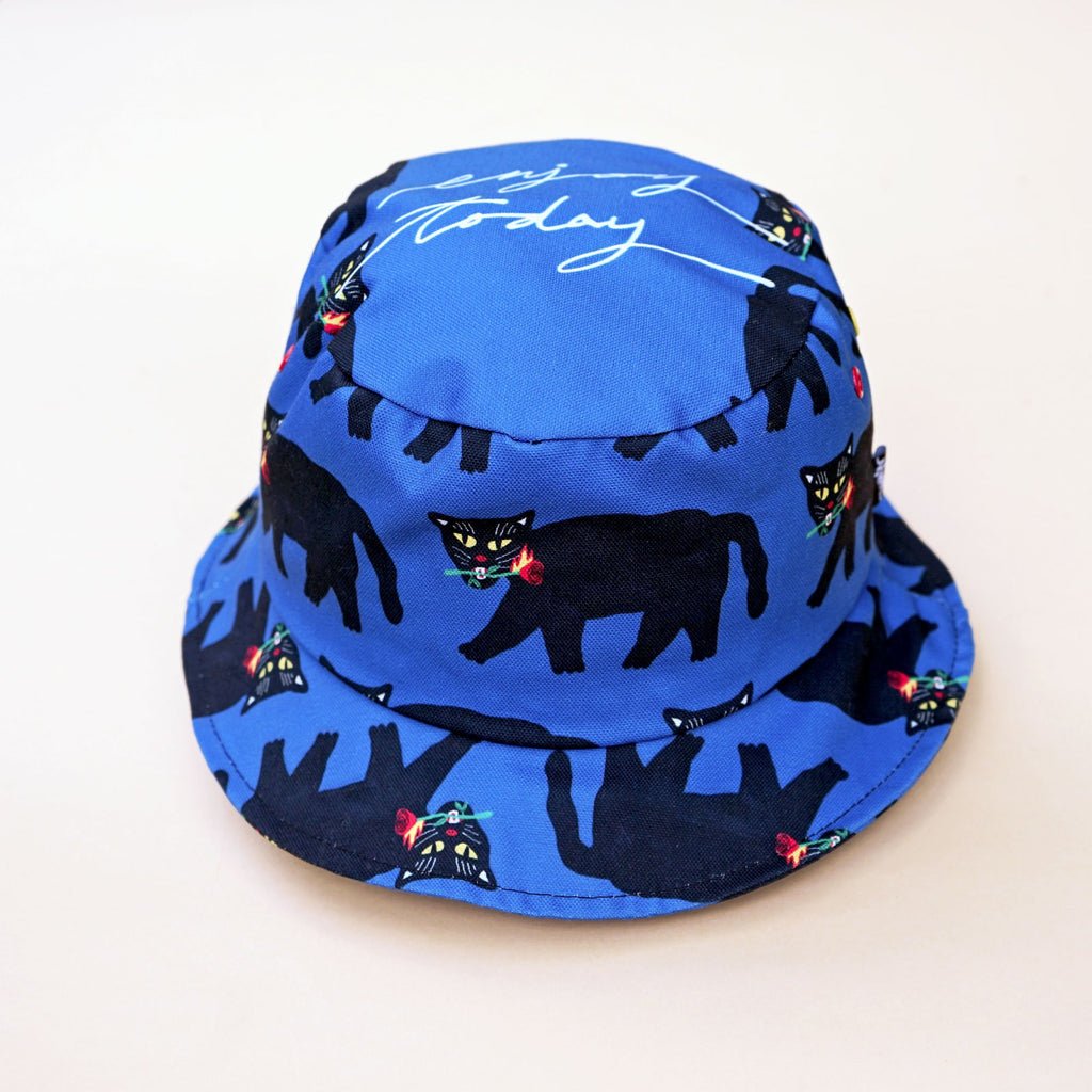 Panther with fire rose bucket hat. Really cool and stylish. Fit on both him and her.